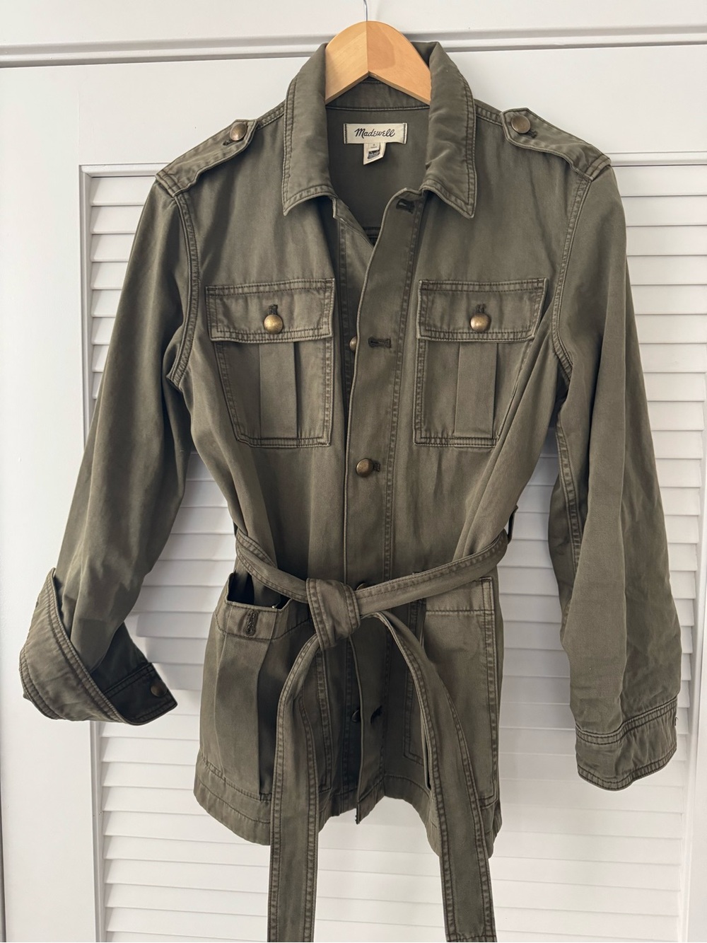 Madewell Olive Green Utility Jacket with Self-Tie Belt